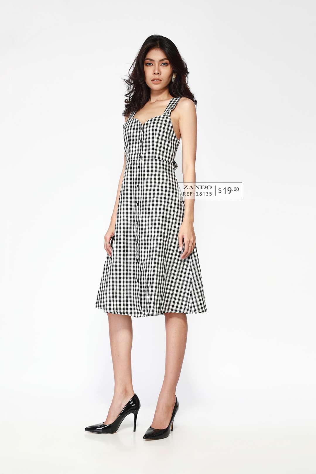 Checked strappy outlet dress